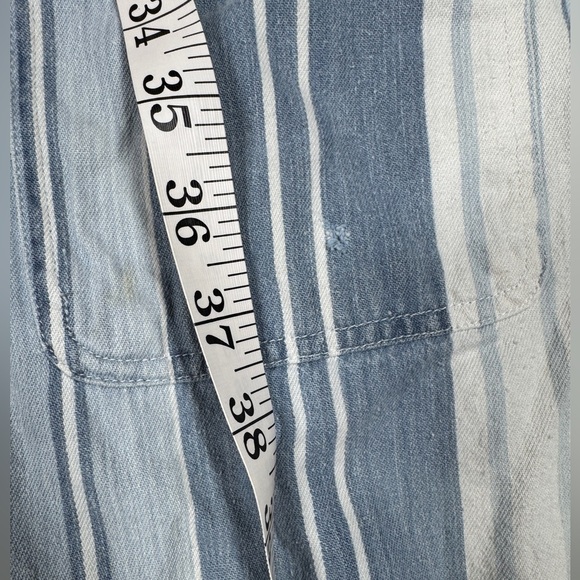 Vintage Campus 90s Striped 100% Cotton Blue White Striped Button Down Shirt XL - Picture 5 of 14